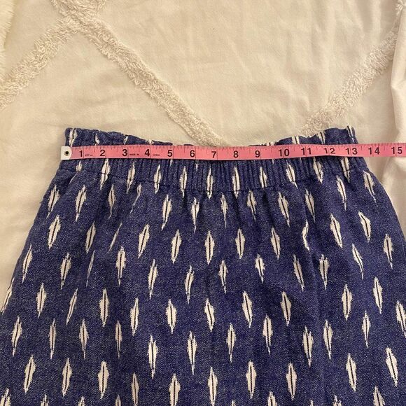 J.Crew High Waisted Navy Blue and White Geometric Mini Skirt - Picture 7 of 10